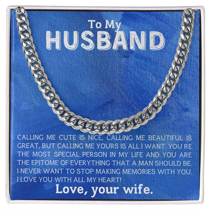 To My Husband - Making Memories - Cuban Link Chain Necklace - Mallard Moon Gift Shop