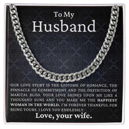 To My Husband - Love You Endlessly - Cuban Link Chain Necklace - Mallard Moon Gift Shop