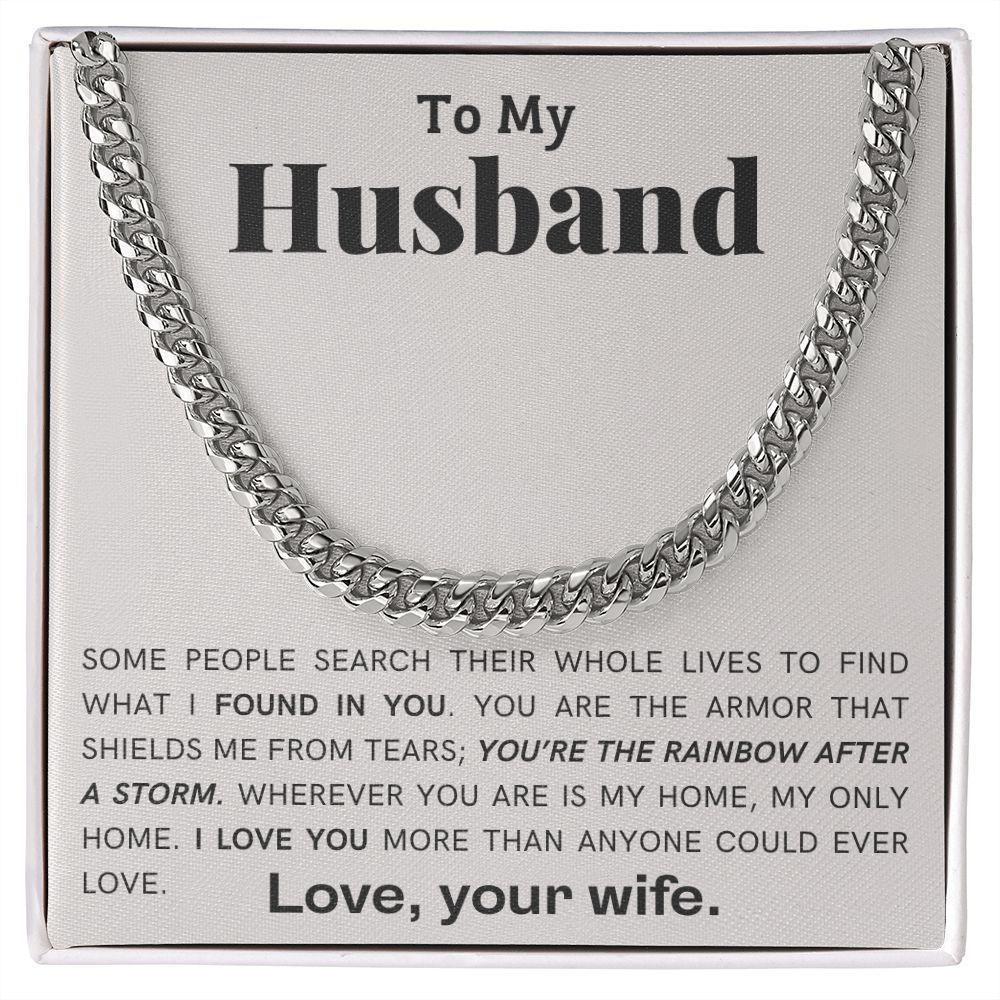 To My Husband - My Armor - Cuban Link Chain Necklace - Mallard Moon Gift Shop