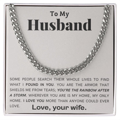 To My Husband - My Armor - Cuban Link Chain Necklace - Mallard Moon Gift Shop