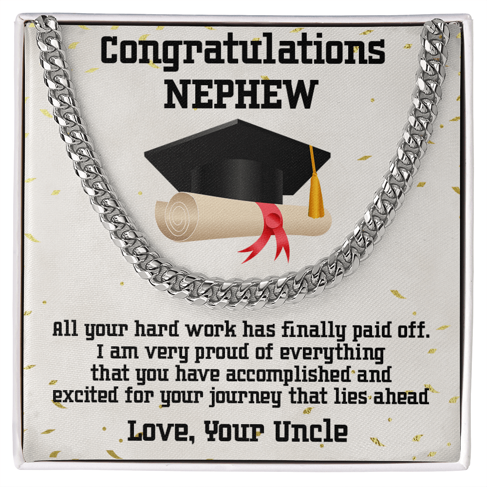 Nephew Graduation Congratulations Class 2022 from Uncle Cuban Chain Link Necklace - Mallard Moon Gift Shop