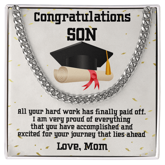 Son Graduation 2022 Congratulations Mom Cuban Link Chain Necklace - Mallard Moon Gift Shop