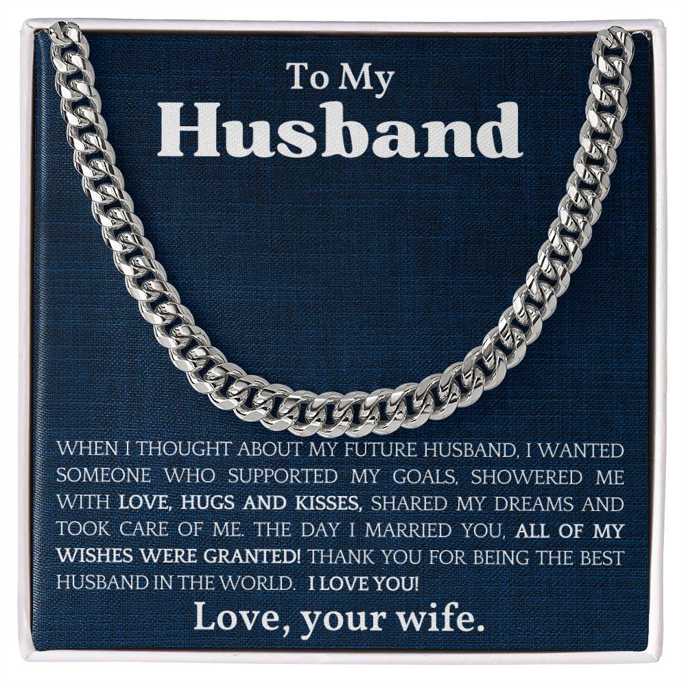 To The Best Husband In The World Cuban Link Chain Necklace - Mallard Moon Gift Shop