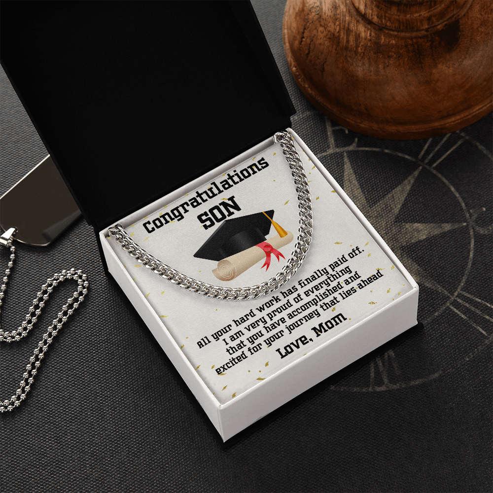 Son Graduation 2022 Congratulations Mom Cuban Link Chain Necklace - Mallard Moon Gift Shop