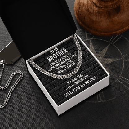 Gift for Younger Brother - I Choose You - Cuban Link Chain Necklace - Mallard Moon Gift Shop
