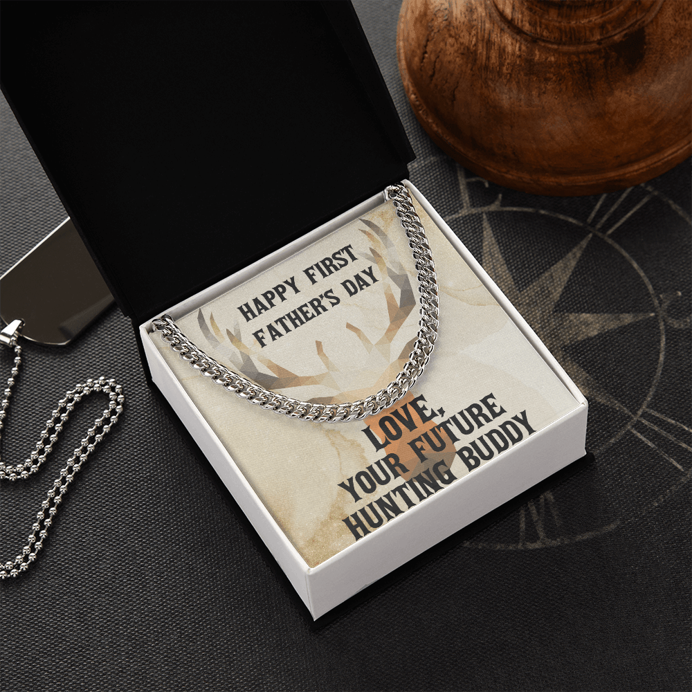 First Father's Day Gift From Future Hunting Buddy Cuban Link Chain Necklace - Mallard Moon Gift Shop