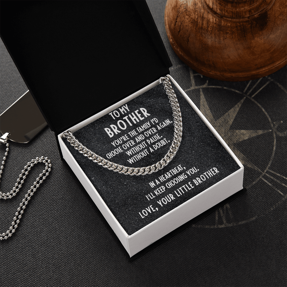 Gift for Brother from Little Brother Adjustable Cuban Link Chain Necklace - Mallard Moon Gift Shop