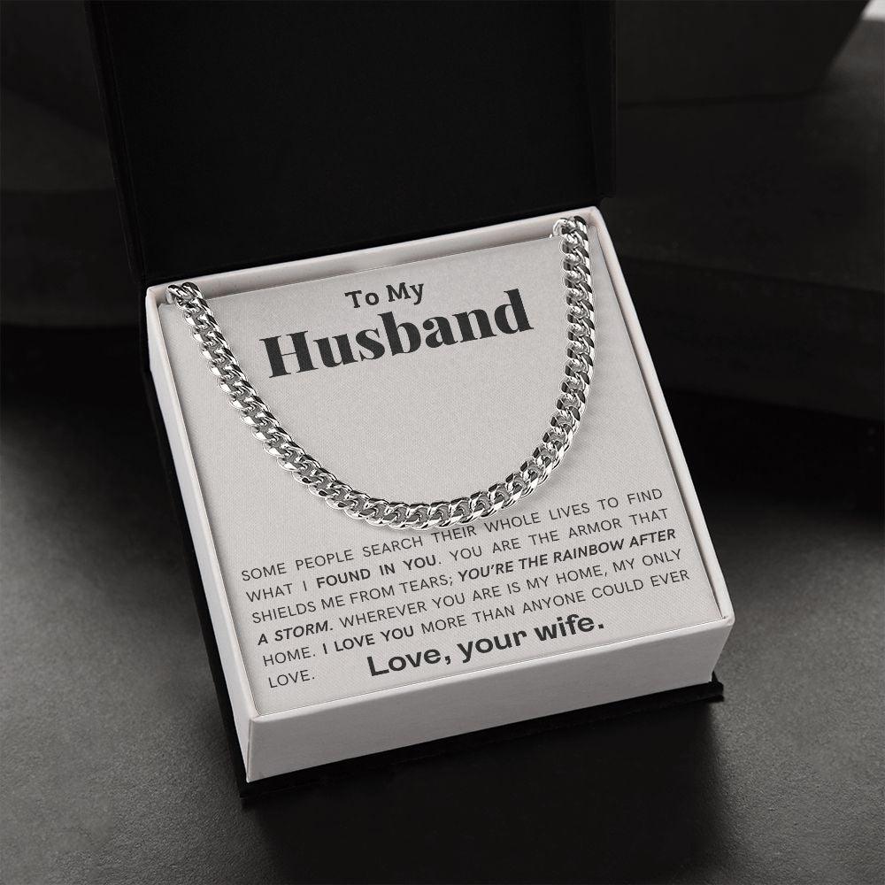 To My Husband - My Armor - Cuban Link Chain Necklace - Mallard Moon Gift Shop