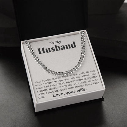 To My Husband - My Armor - Cuban Link Chain Necklace - Mallard Moon Gift Shop