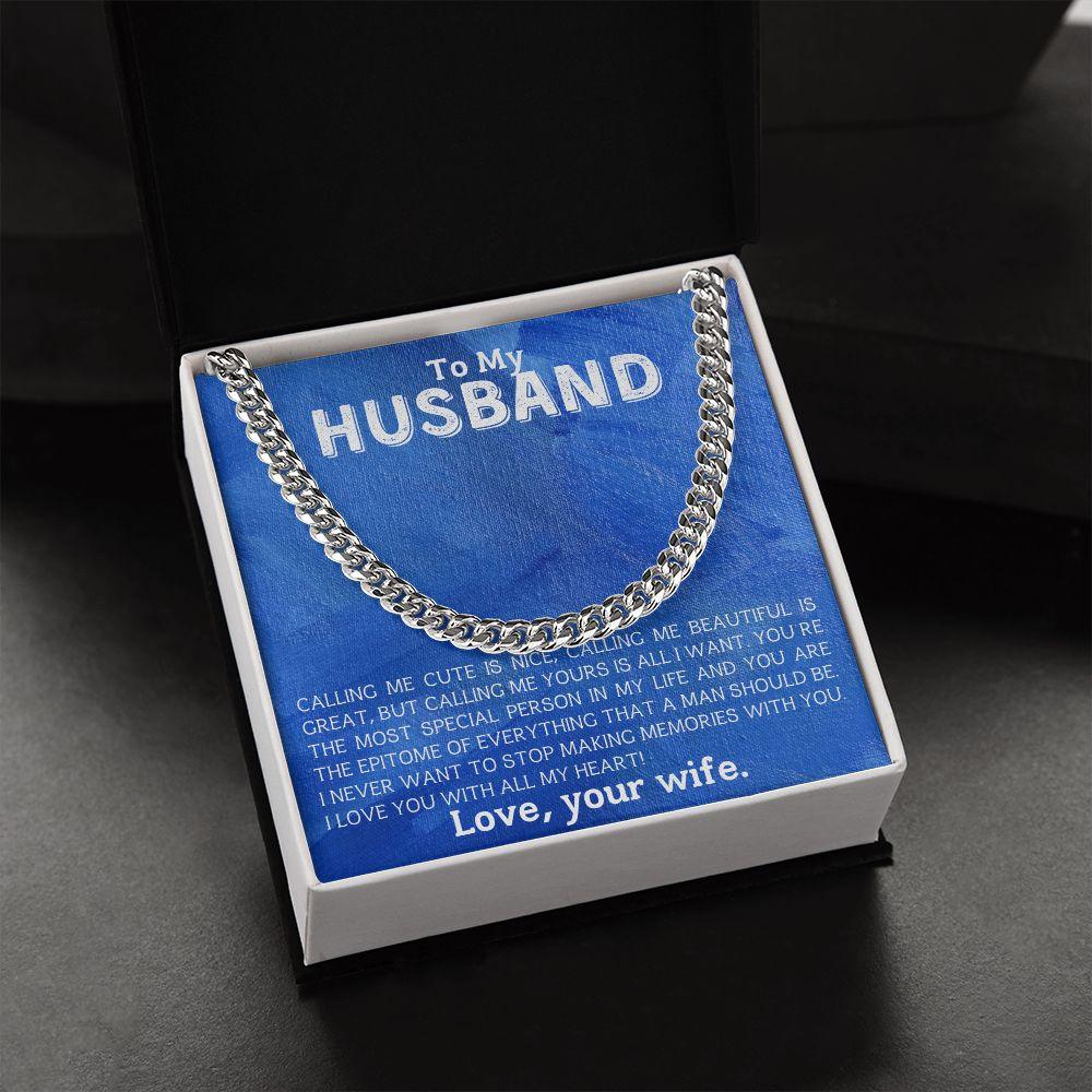 To My Husband - Making Memories - Cuban Link Chain Necklace - Mallard Moon Gift Shop