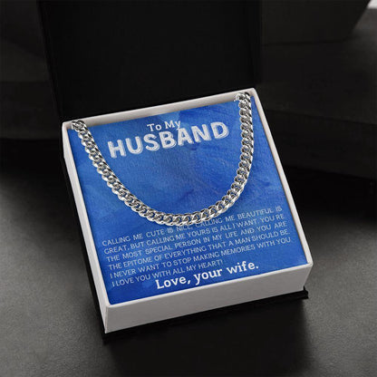 To My Husband - Making Memories - Cuban Link Chain Necklace - Mallard Moon Gift Shop