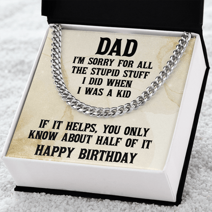 Dad Birthday Funny Cuban Link Chain Necklace - Mallard Moon Gift Shop