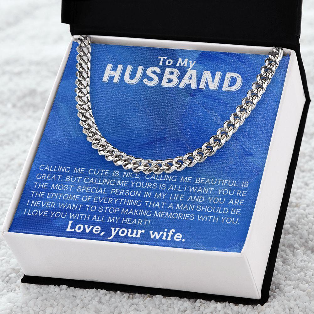 To My Husband - Making Memories - Cuban Link Chain Necklace - Mallard Moon Gift Shop