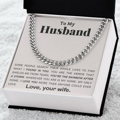 To My Husband - My Armor - Cuban Link Chain Necklace - Mallard Moon Gift Shop