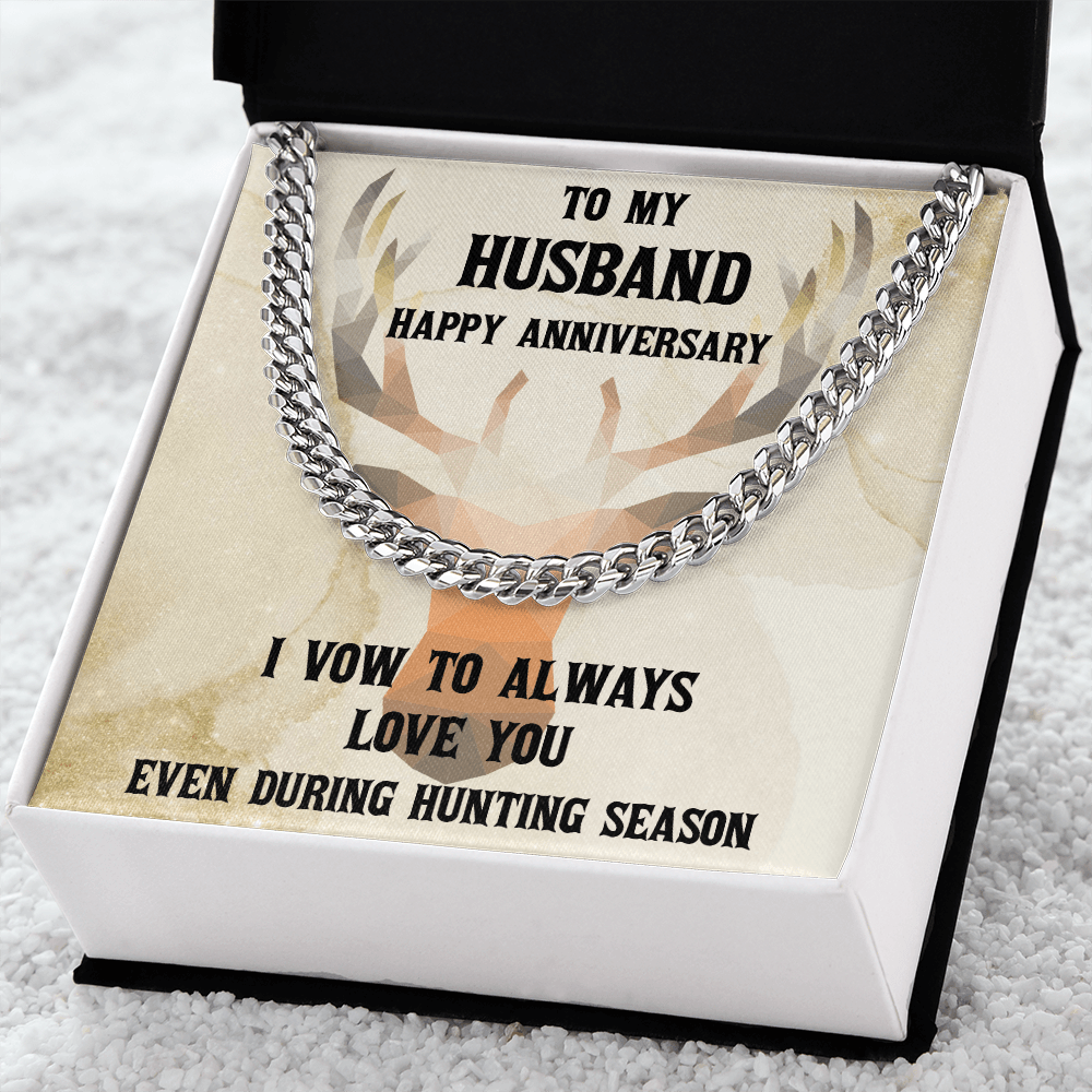 Hunter Husband Anniversary Cuban Chain Link Necklace - Mallard Moon Gift Shop