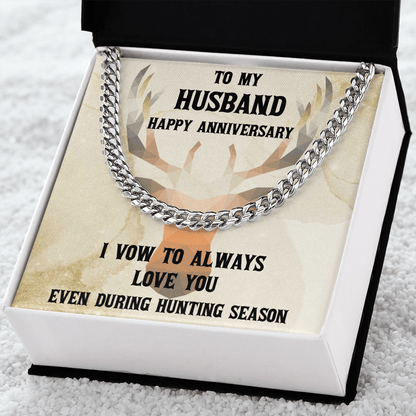Hunter Husband Anniversary Cuban Chain Link Necklace - Mallard Moon Gift Shop
