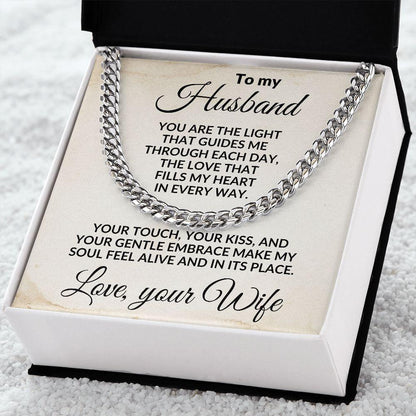 To My Husband - The Love That Fills My Heart - Cuban Link Necklace - Mallard Moon Gift Shop