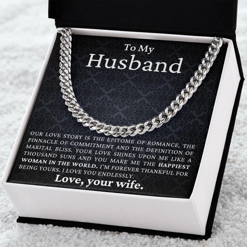 To My Husband - Love You Endlessly - Cuban Link Chain Necklace - Mallard Moon Gift Shop