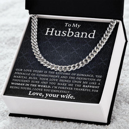 To My Husband - Love You Endlessly - Cuban Link Chain Necklace - Mallard Moon Gift Shop