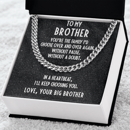 Gift for Brother Love Big Brother Cuban Link Chain Necklace - Mallard Moon Gift Shop