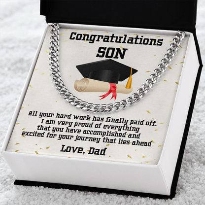 Son Graduation 2022 Love Dad Cuban Link Chain Necklace - Mallard Moon Gift Shop