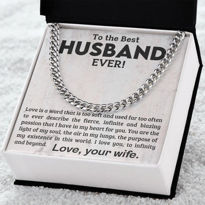 To My Husband -Love You to Infinity and Beyond - Cuban Link Chain Necklace - Mallard Moon Gift Shop