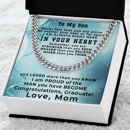 Son Graduation Gift from Proud Mom Cuban Link Chain Necklace - Mallard Moon Gift Shop