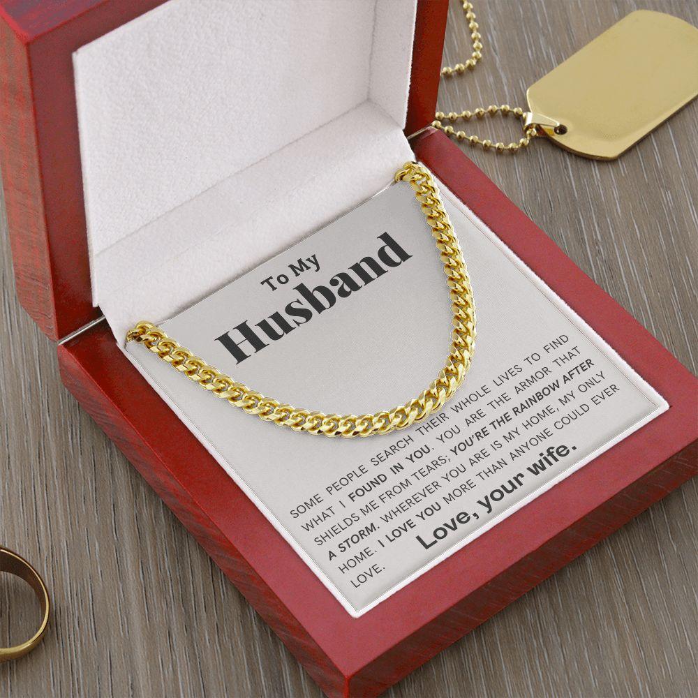 To My Husband - My Armor - Cuban Link Chain Necklace - Mallard Moon Gift Shop