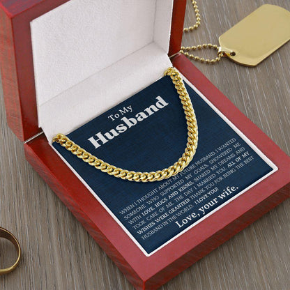 To The Best Husband In The World Cuban Link Chain Necklace - Mallard Moon Gift Shop