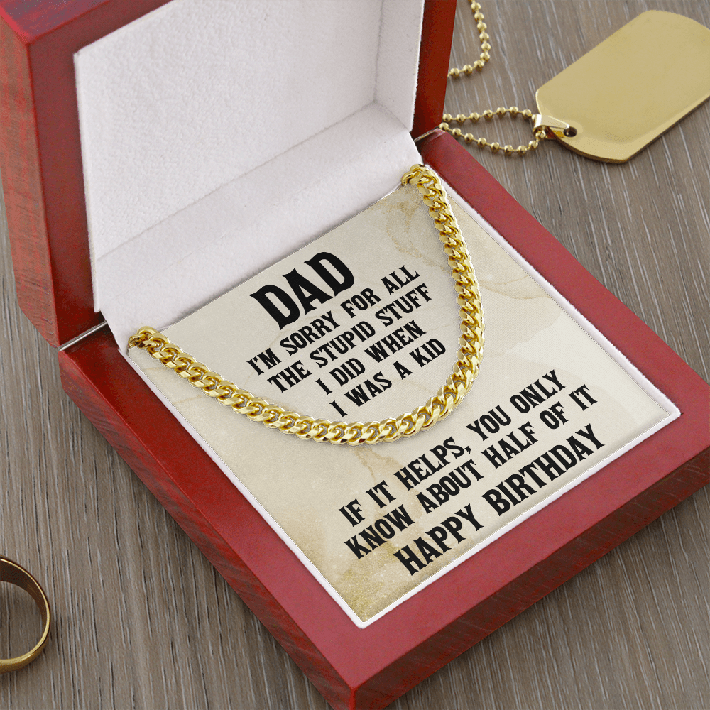 Dad Birthday Funny Cuban Link Chain Necklace - Mallard Moon Gift Shop