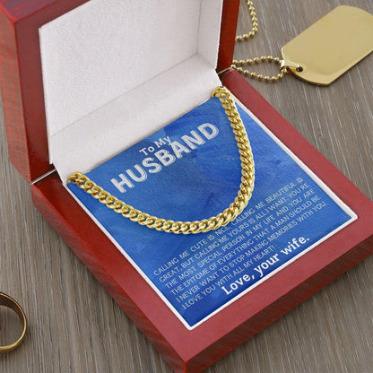 To My Husband - Making Memories - Cuban Link Chain Necklace - Mallard Moon Gift Shop