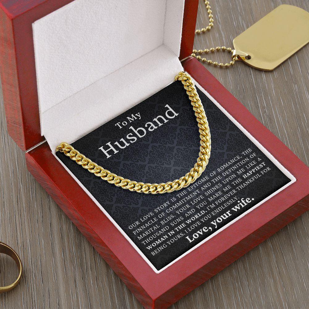 To My Husband - Love You Endlessly - Cuban Link Chain Necklace - Mallard Moon Gift Shop