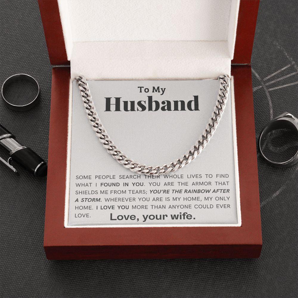 To My Husband - My Armor - Cuban Link Chain Necklace - Mallard Moon Gift Shop