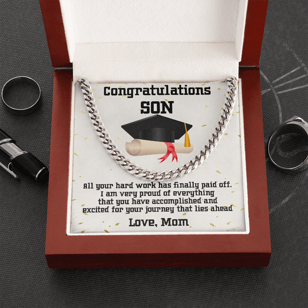 Son Graduation Gift Cuban Link Chain Necklace - Mallard Moon Gift Shop