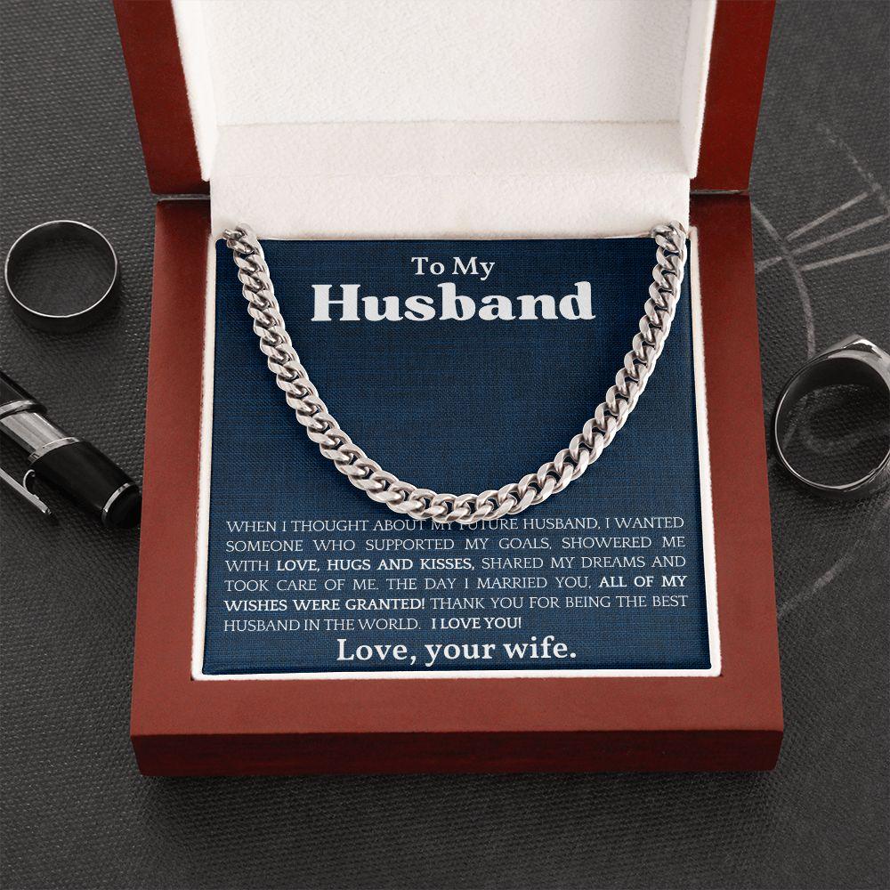 To The Best Husband In The World Cuban Link Chain Necklace - Mallard Moon Gift Shop
