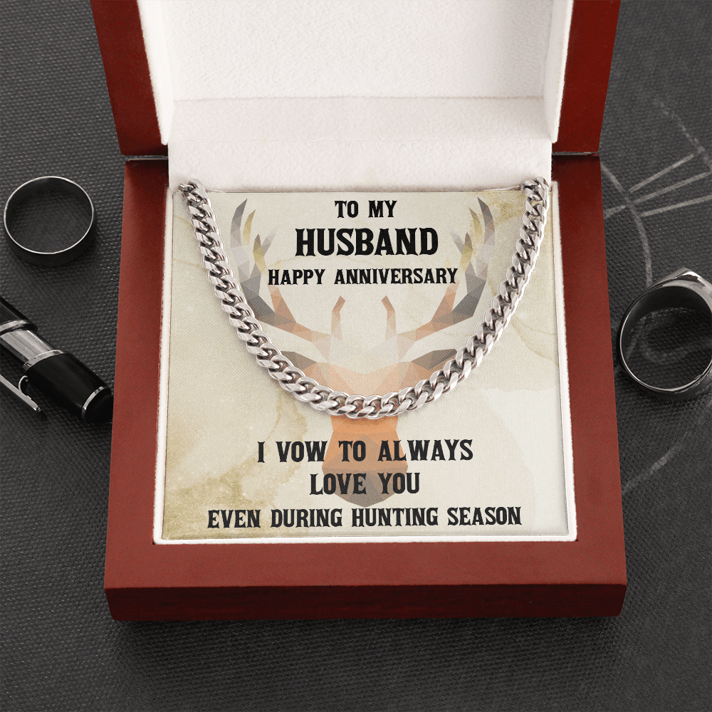 Hunter Husband Anniversary Cuban Chain Link Necklace - Mallard Moon Gift Shop