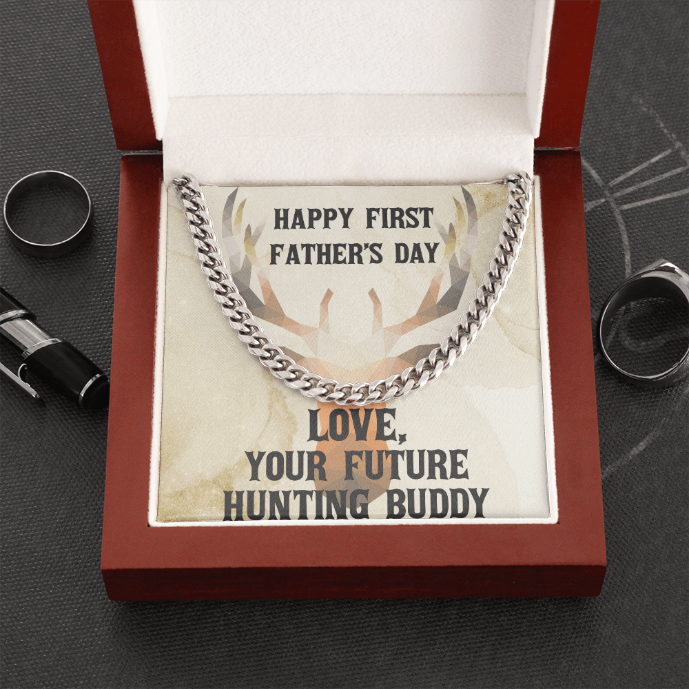 First Father's Day Gift From Future Hunting Buddy Cuban Link Chain Necklace - Mallard Moon Gift Shop