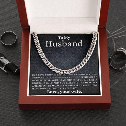 To My Husband - Love You Endlessly - Cuban Link Chain Necklace - Mallard Moon Gift Shop