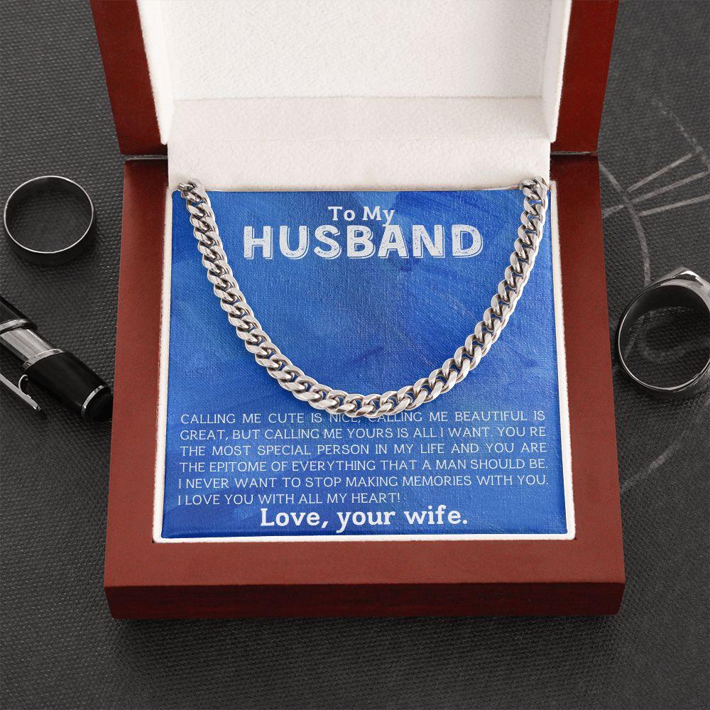 To My Husband - Making Memories - Cuban Link Chain Necklace - Mallard Moon Gift Shop