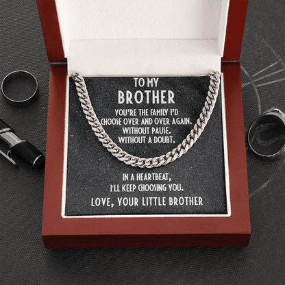 Gift for Brother from Little Brother Adjustable Cuban Link Chain Necklace - Mallard Moon Gift Shop