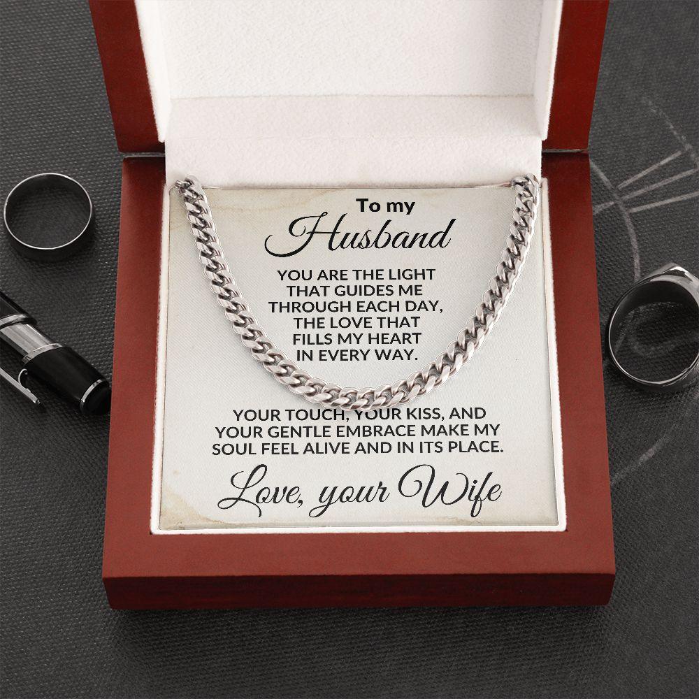 To My Husband - The Love That Fills My Heart - Cuban Link Necklace - Mallard Moon Gift Shop