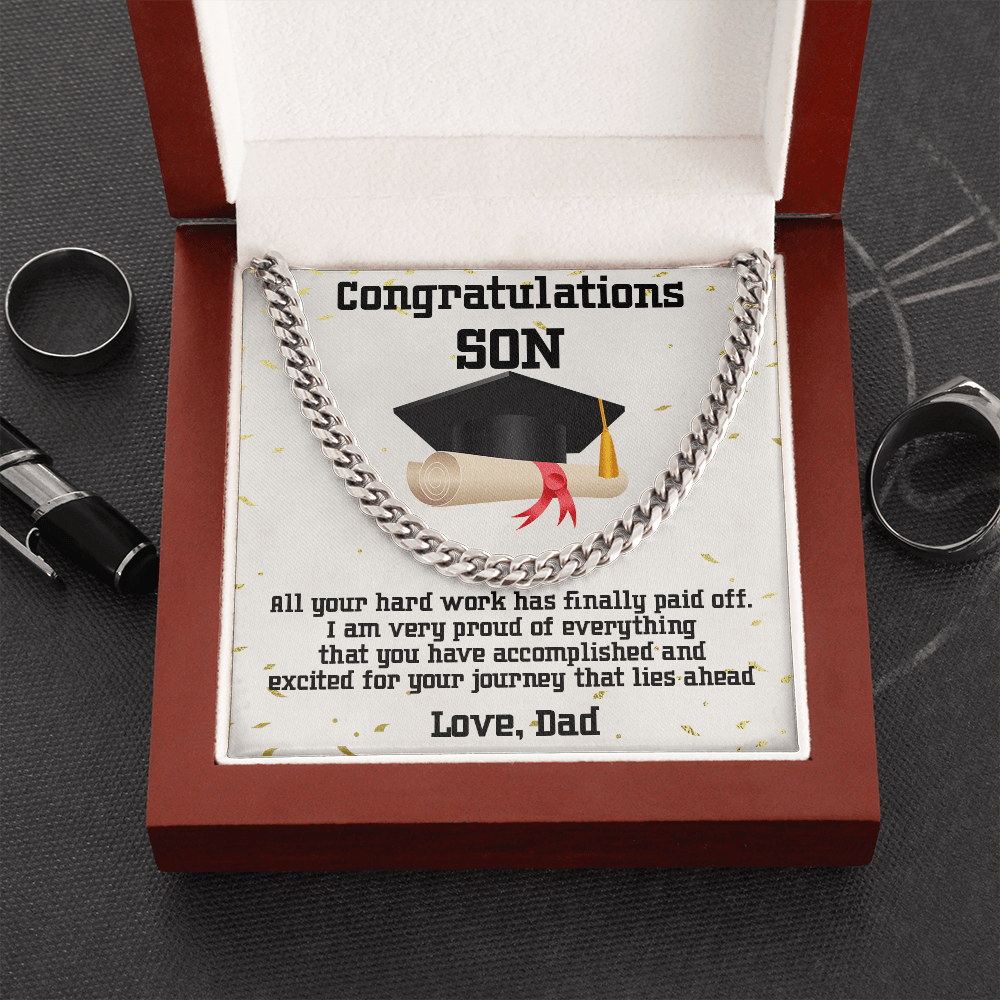 Son Graduation Gift from Dad Cuban Link Chain Necklace - Mallard Moon Gift Shop