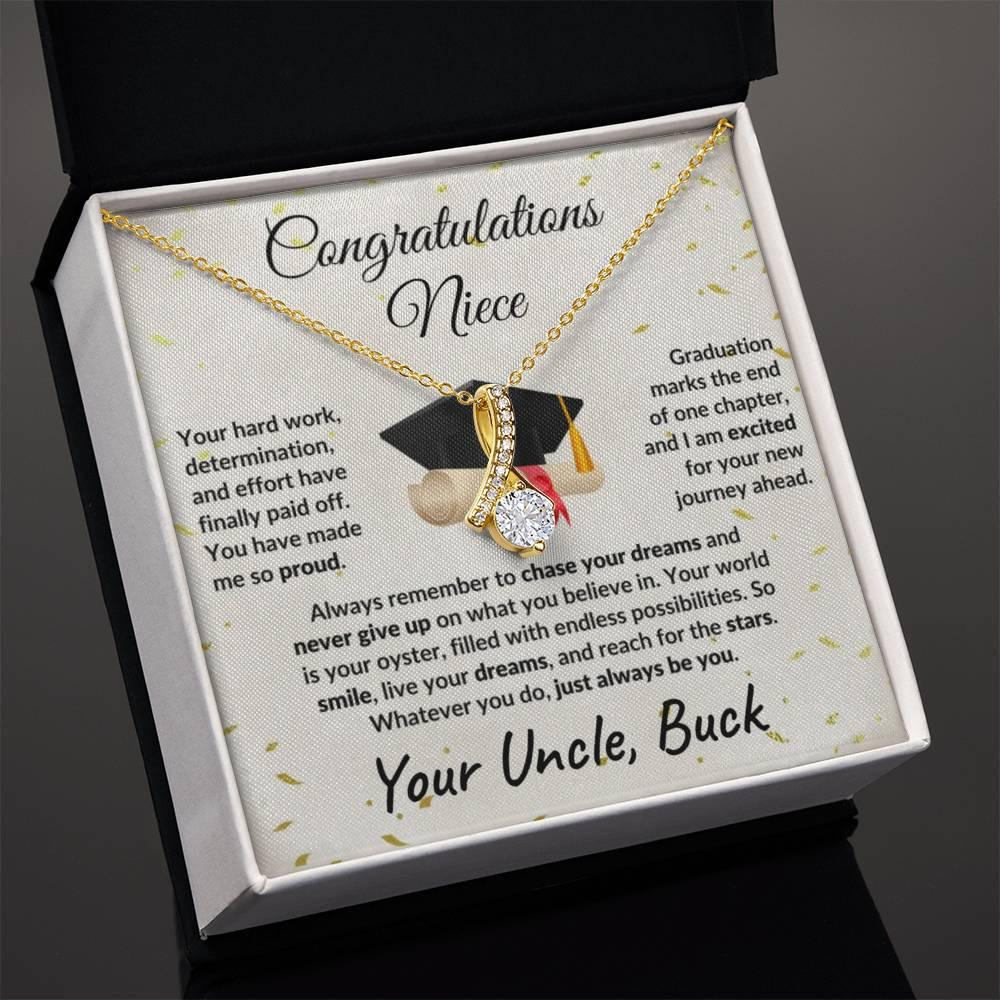 Niece Graduation Class 2023 Congratulations from Aunt and Uncle Pendant Necklace - Mallard Moon Gift Shop