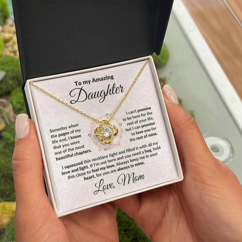 To My Amazing Daughter - I Promise - Love Knot Necklace with Message Card and Gift Box - Mallard Moon Gift Shop