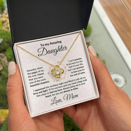 To My Amazing Daughter - I Promise - Love Knot Necklace with Message Card and Gift Box - Mallard Moon Gift Shop