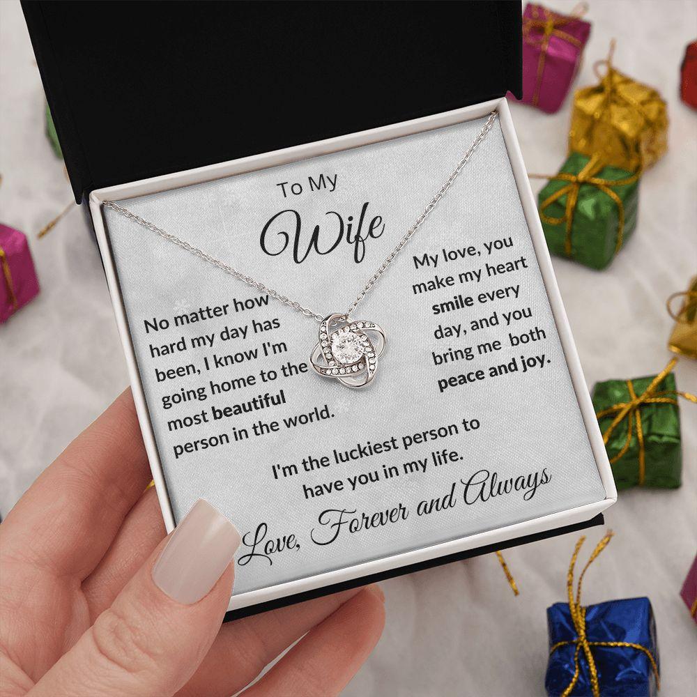 To My Beautiful Wife You Make My Heat Smile Love Knot Neclklace - Mallard Moon Gift Shop