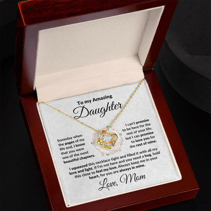 To My Amazing Daughter - I Promise - Love Knot Necklace with Message Card and Gift Box - Mallard Moon Gift Shop