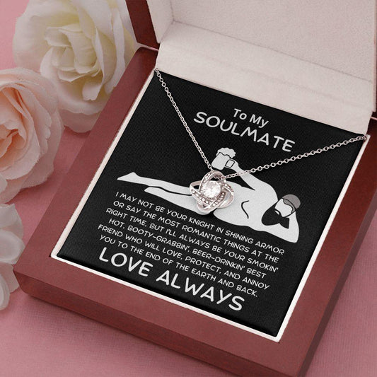 To My Soulmate - Love Knot Necklace with Funny Message Card and Gift Box - Mallard Moon Gift Shop