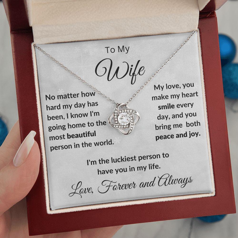 To My Beautiful Wife You Make My Heat Smile Love Knot Neclklace - Mallard Moon Gift Shop