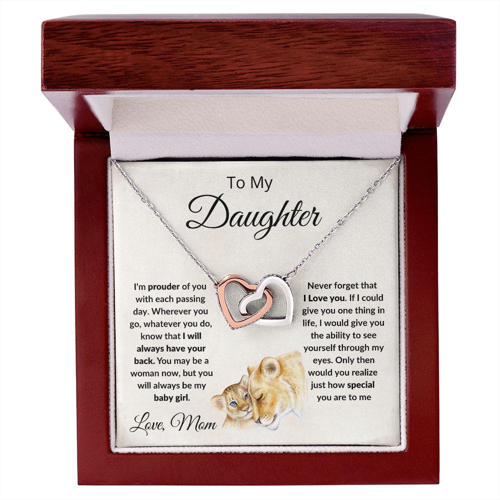 To My Daughter Love Mom Interlocking Hearts Necklace - Mallard Moon Gift Shop